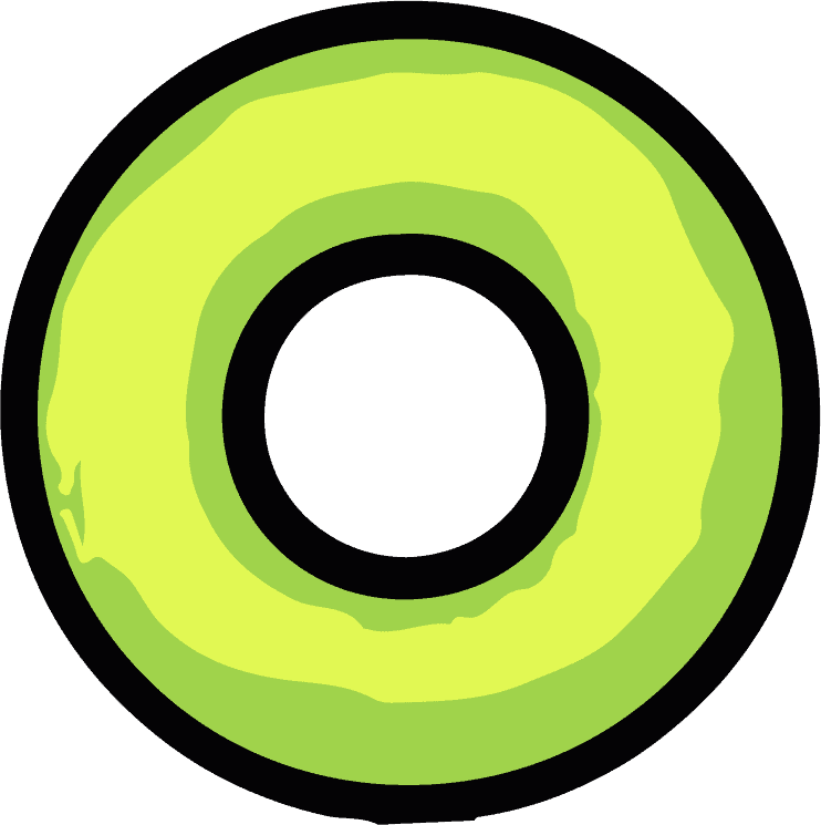 A green, circular shape with a dark green ring inside, resembling a stylized avocado slice or a doughnut, could be the perfect logo for a Vacation Bible School.